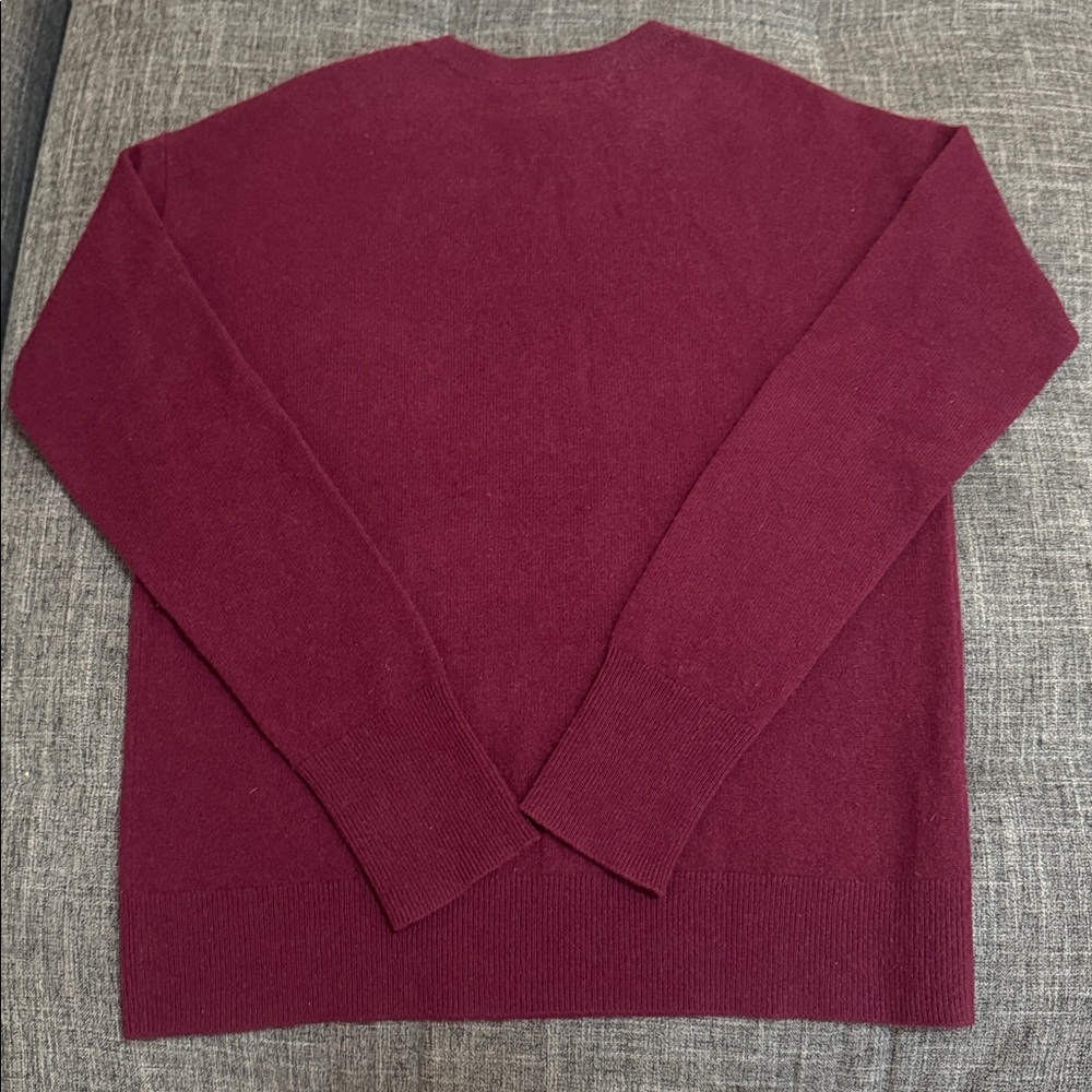 Nordstrom Signature 100% Cashmere Crewneck Sweater Burgundy XXS - Picture 4 of 4